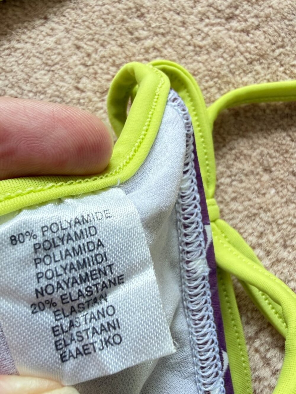 Burberry String Bikini Lime Green and Purple Floral Print Women's Medium - Picture 5 of 13